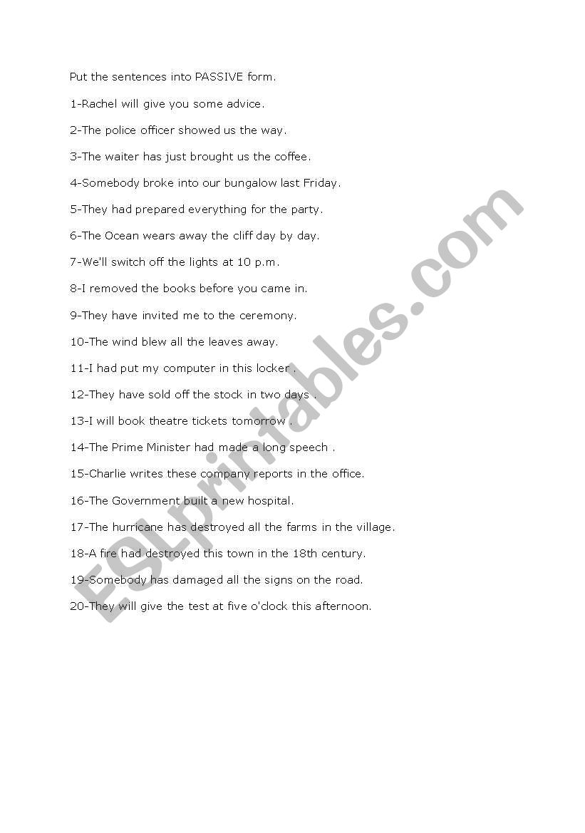 passive voice worksheet