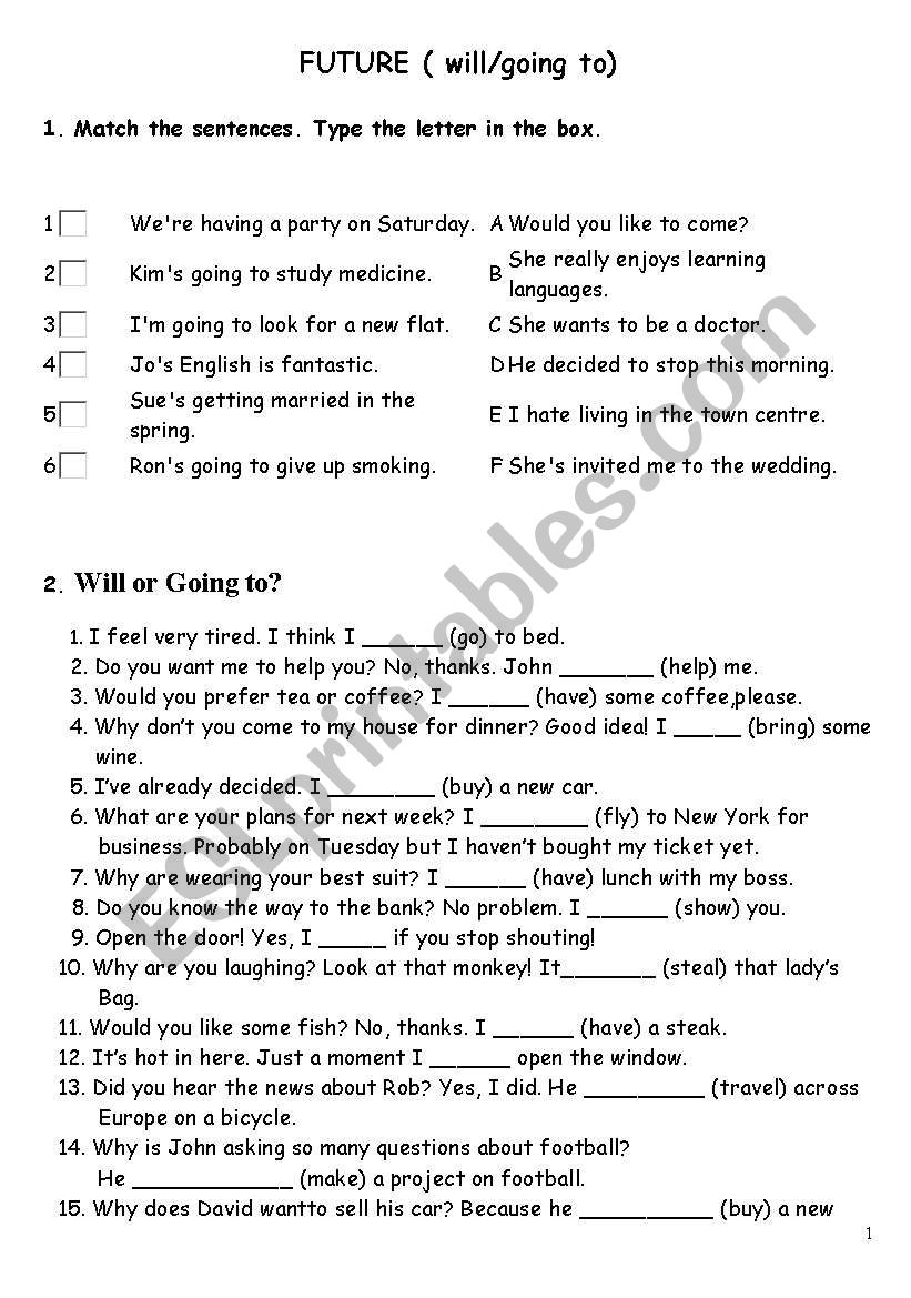 Future Tense worksheet