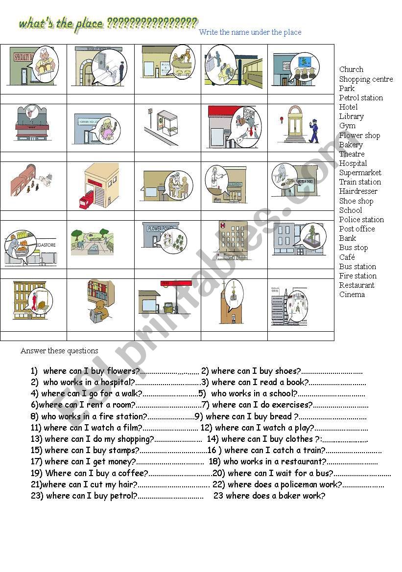  whats the place...??? worksheet