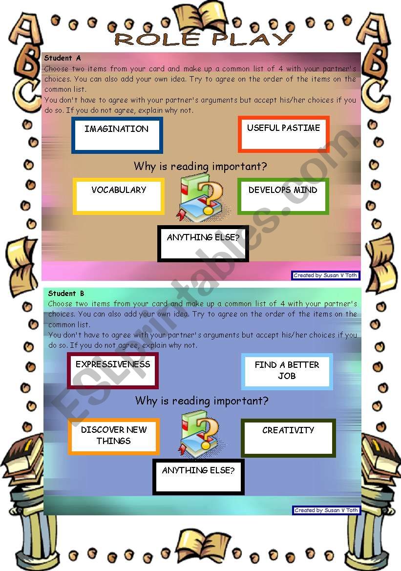 Role play and writing - READING *** advanced