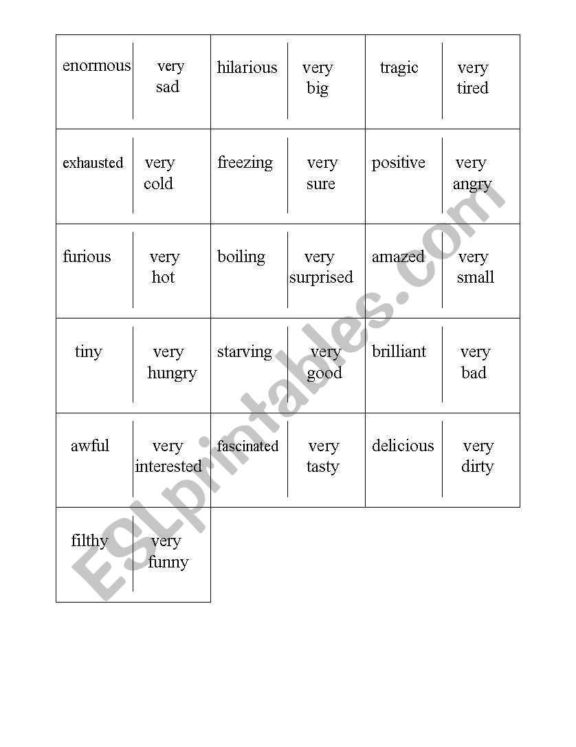 domino - adjectives worksheet