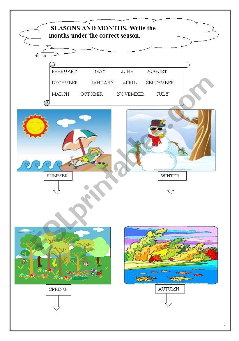 SEASONS AND MONTHS worksheet