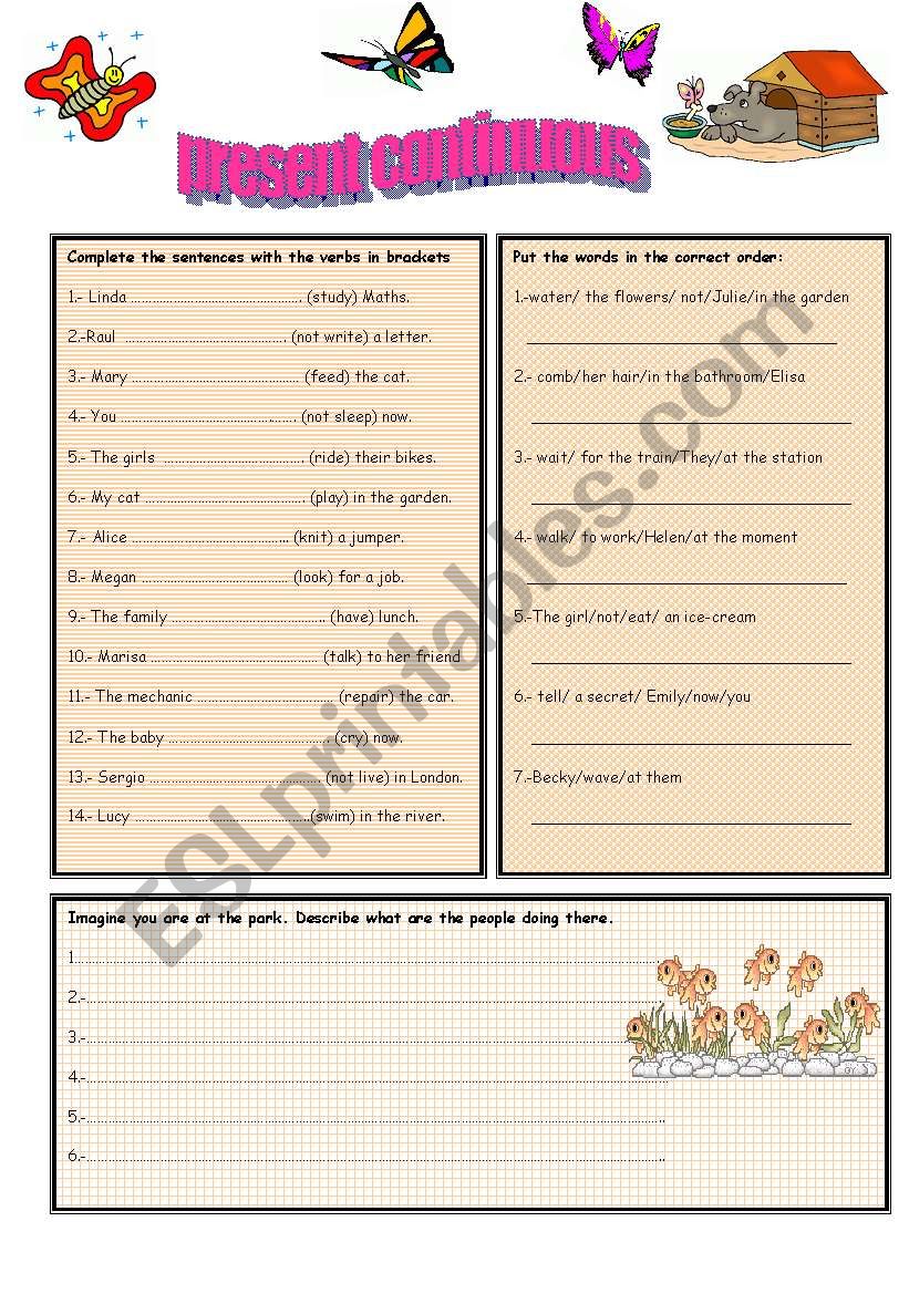 PRESENT CONTINUOUS worksheet