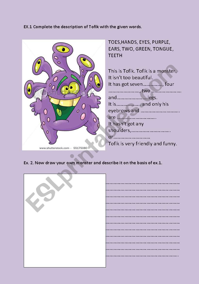 happy monster worksheet