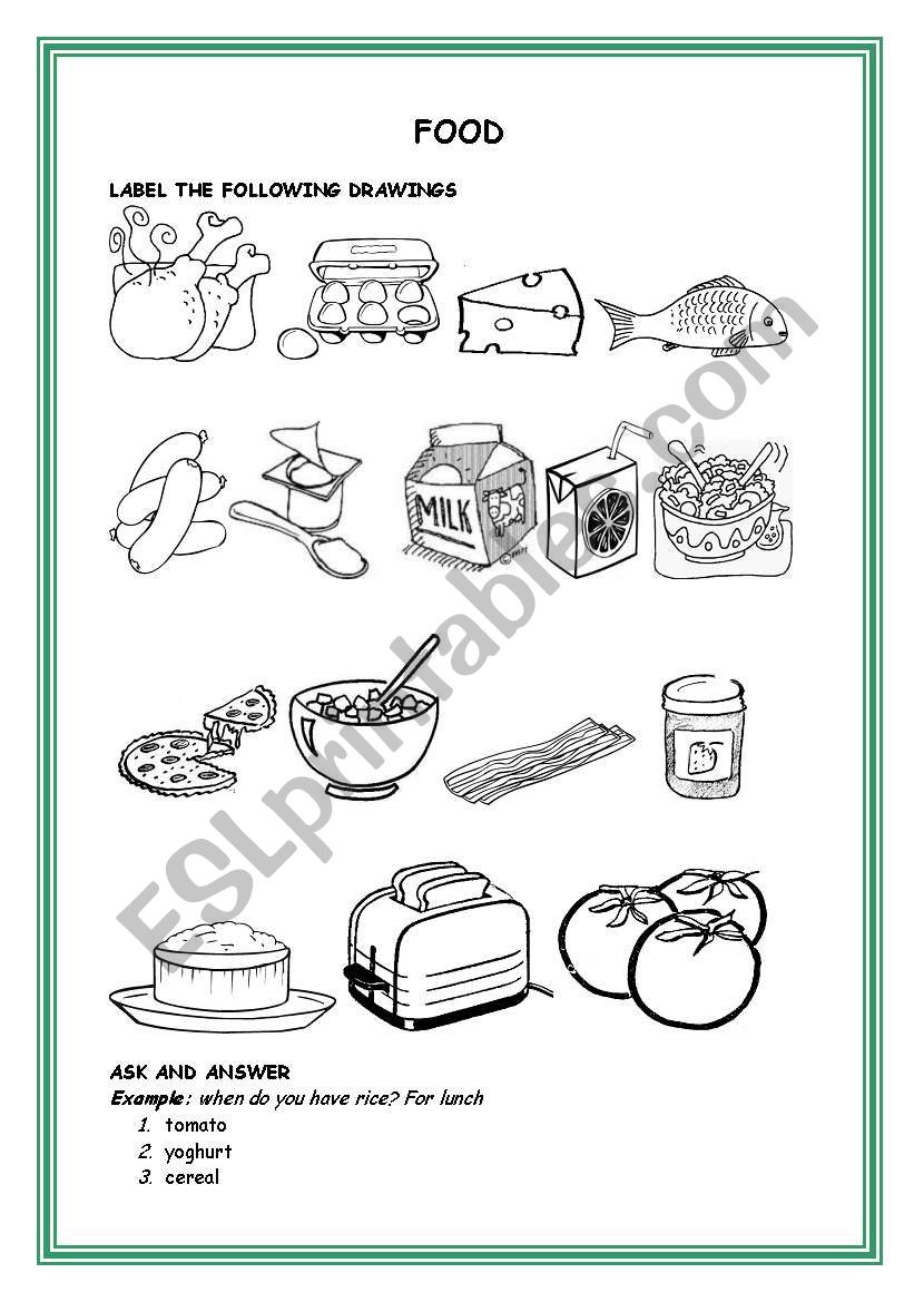 food worksheet