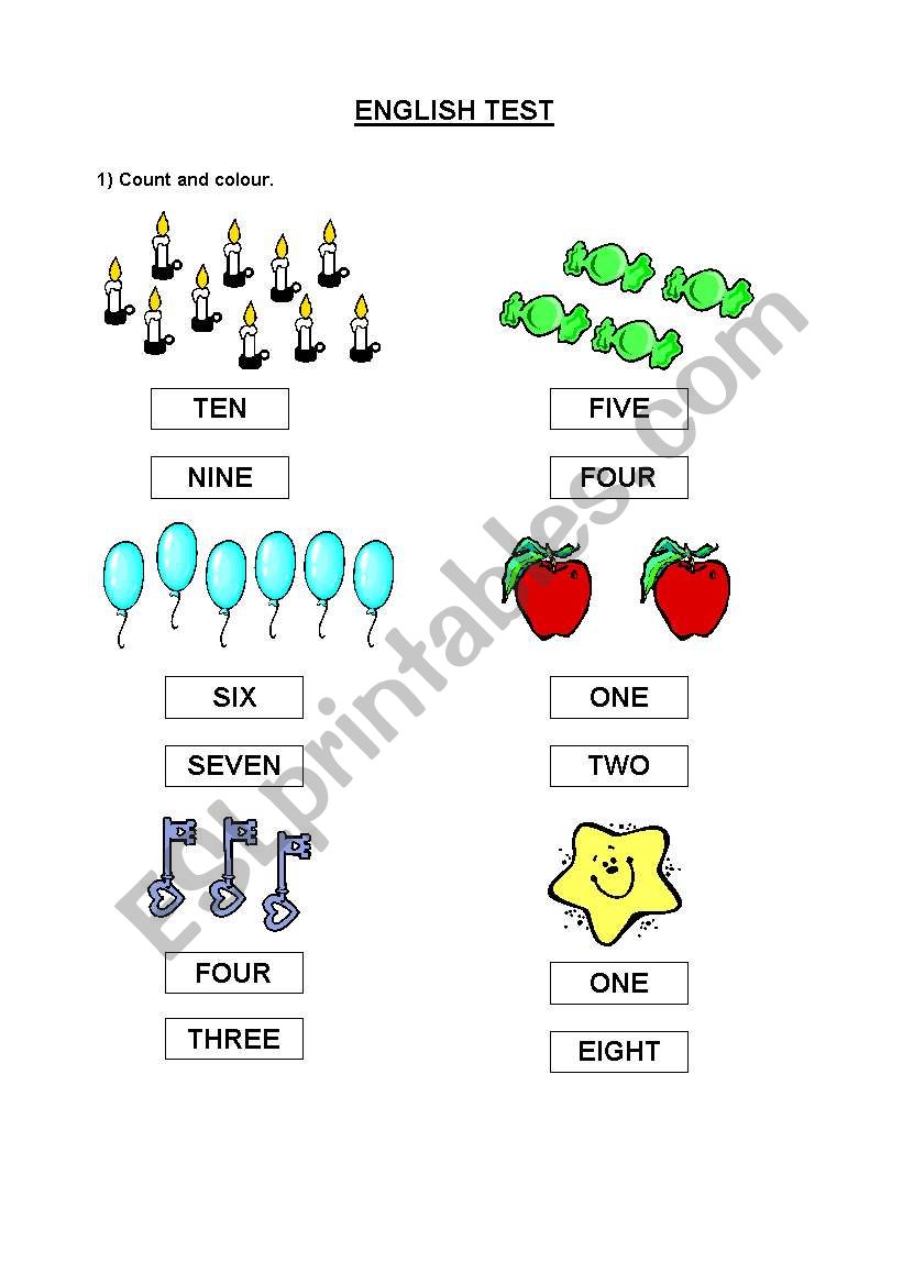 Numbers and Toys worksheet