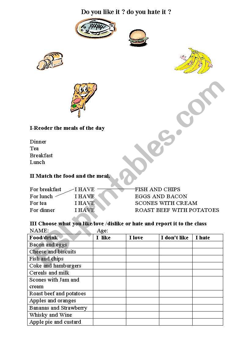 Do you like it or not  worksheet