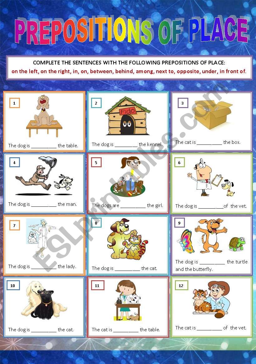 PREPOSITIONS OF PLACE worksheet