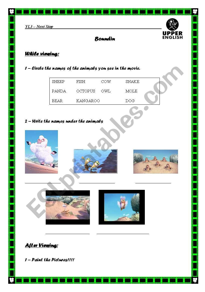 bounding movie worksheet worksheet