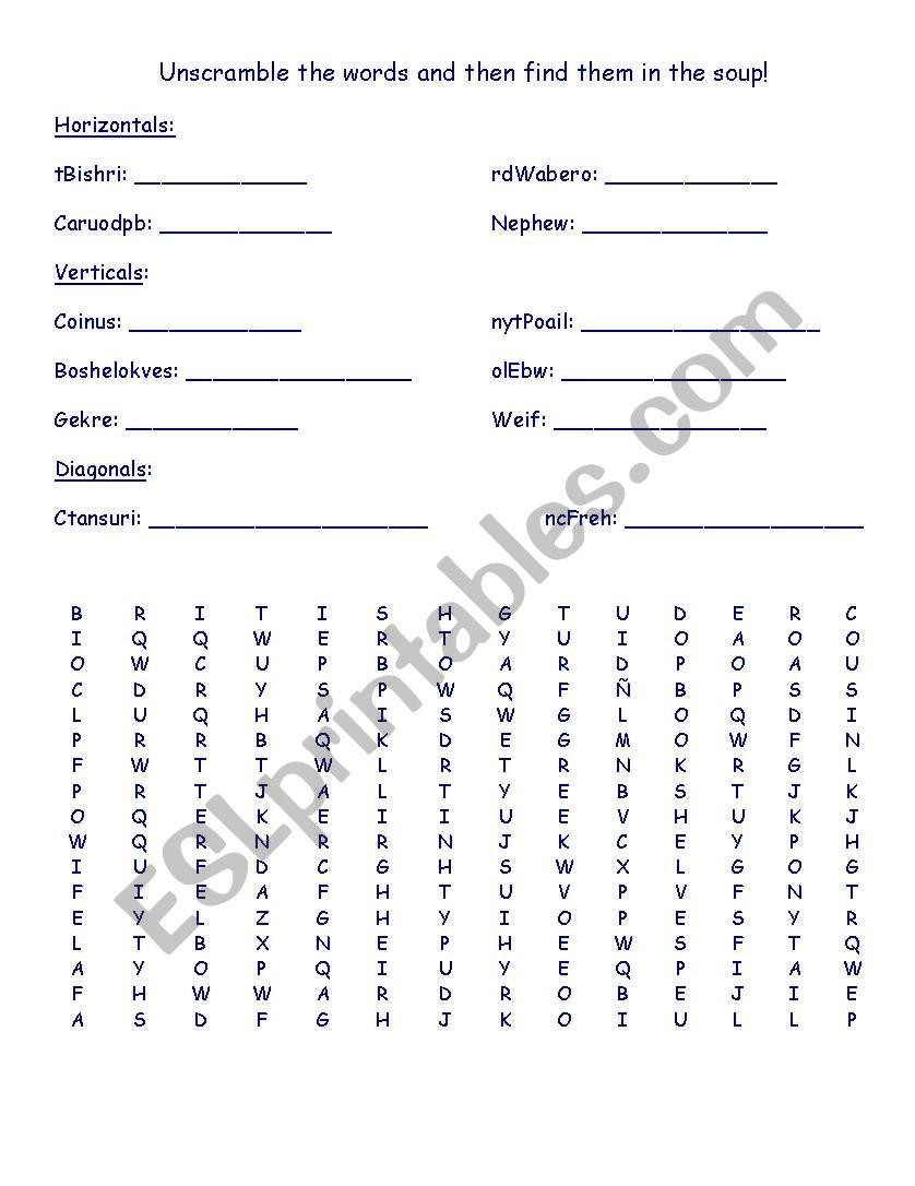 Revision Word soup! with key! worksheet
