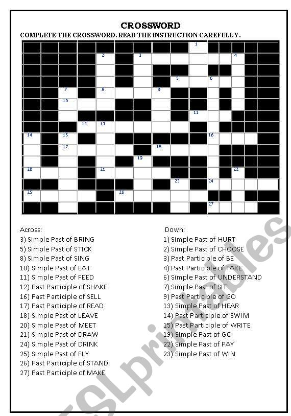 crossword worksheet