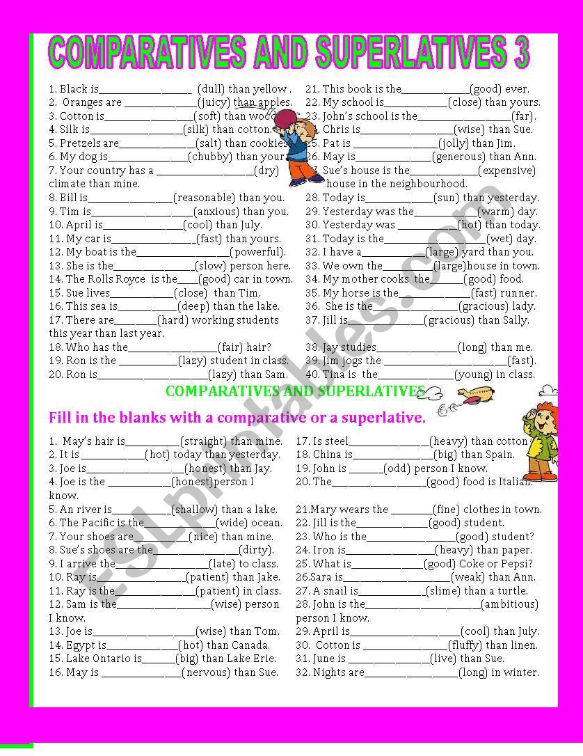 COMPARATIVES AND SUPERLATIVES 3