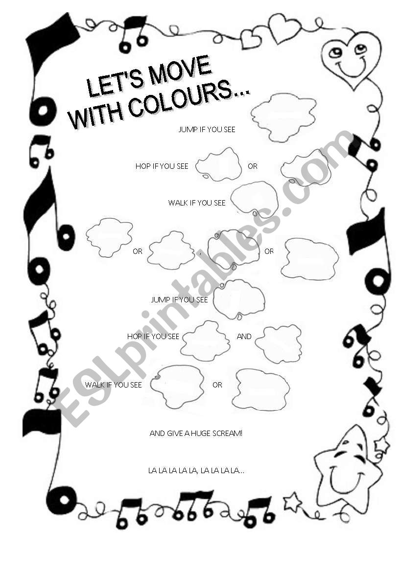 LetÂ´s move with colours SONG worksheet