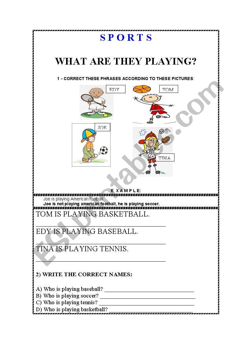 WHAT ARE THEY PLAYING? worksheet