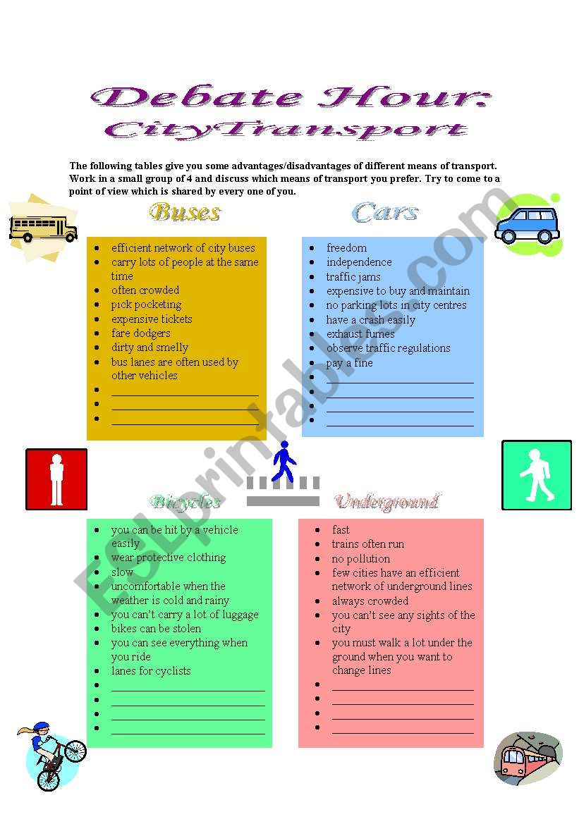 Debate Hour:  City Transport worksheet