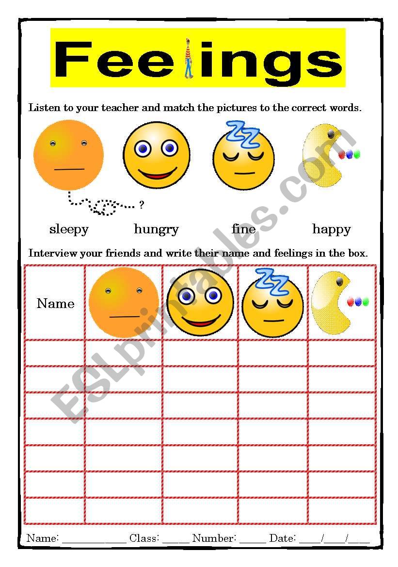 Feelings worksheet