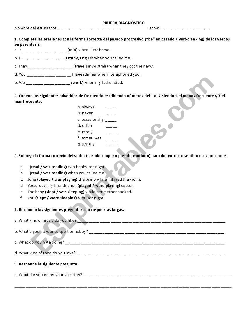 Diagnostic Test - English - Level 3 Secondary School