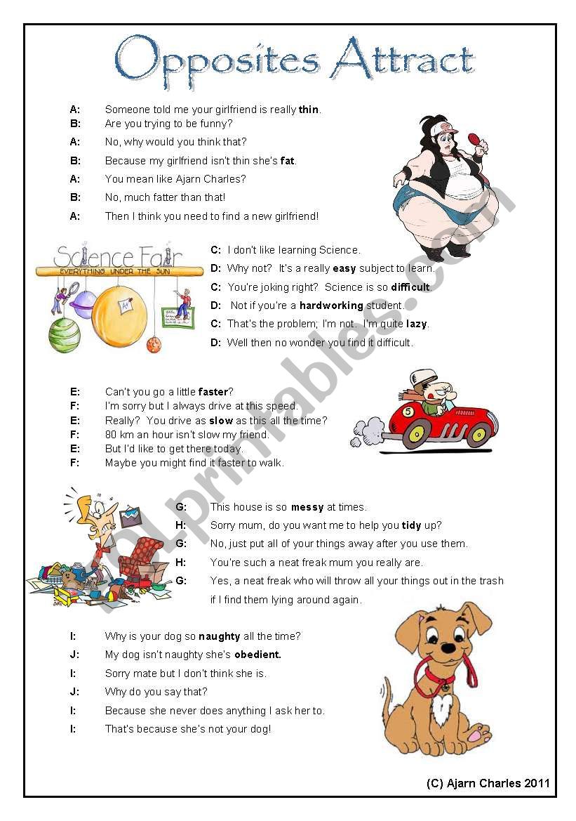 Talking about Opposites worksheet