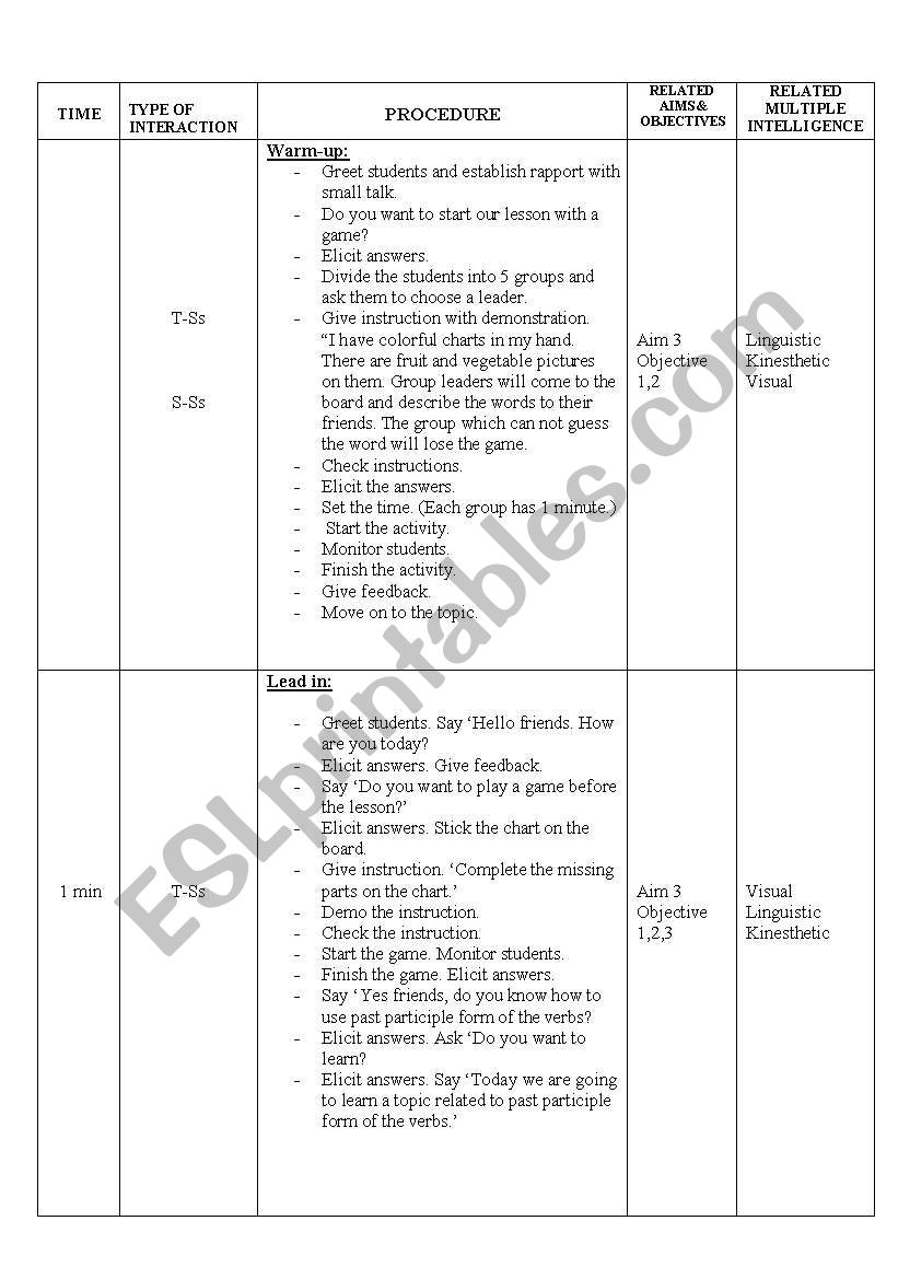 grammar lesson plan  worksheet