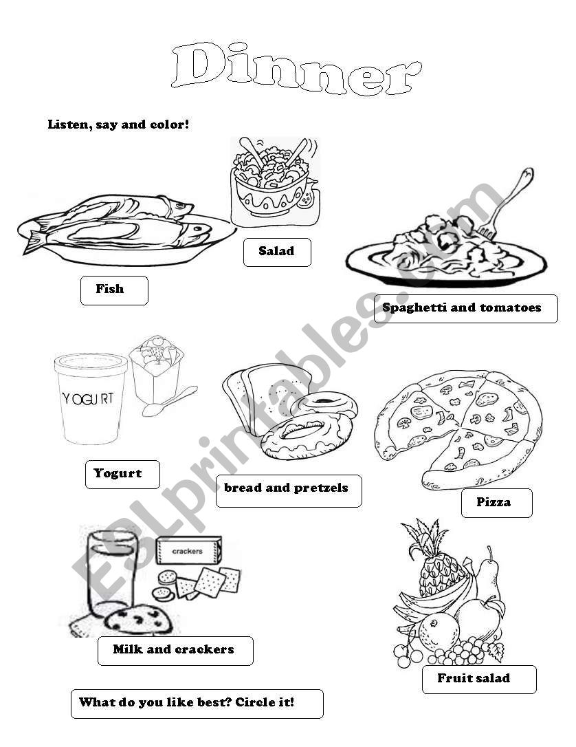 Dinner worksheet