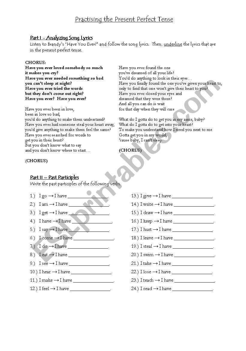 Present Perfect Tenses (worksheets + Interactive activities)