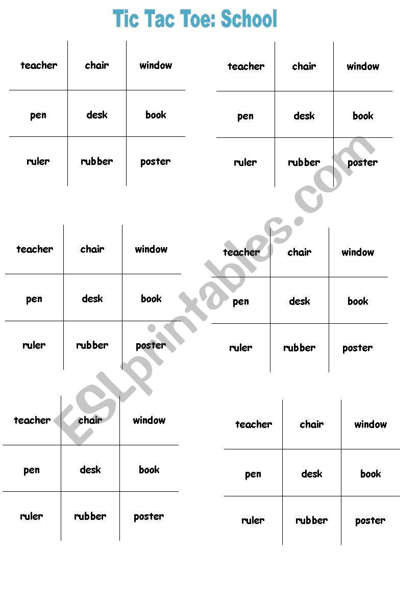 Tic Tac Toe: School. 3 versions/levels.