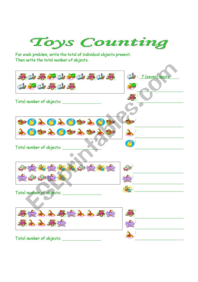 toys counting worksheet