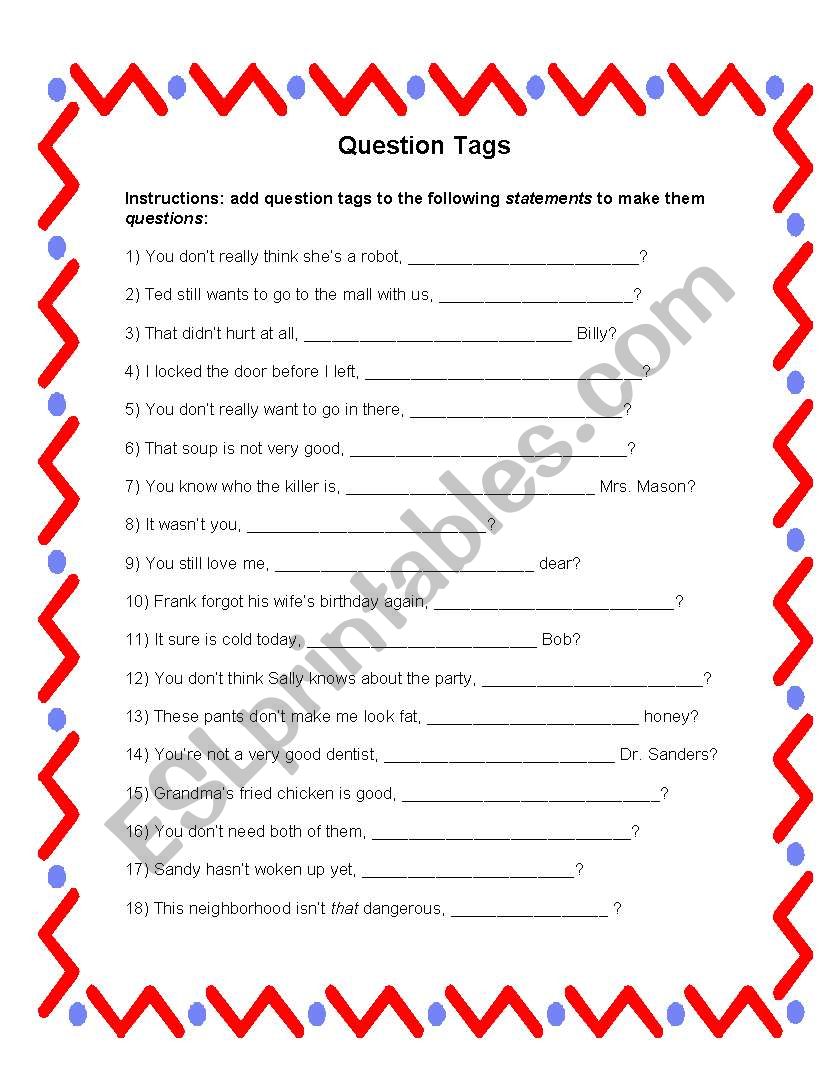 Question Tags worksheet