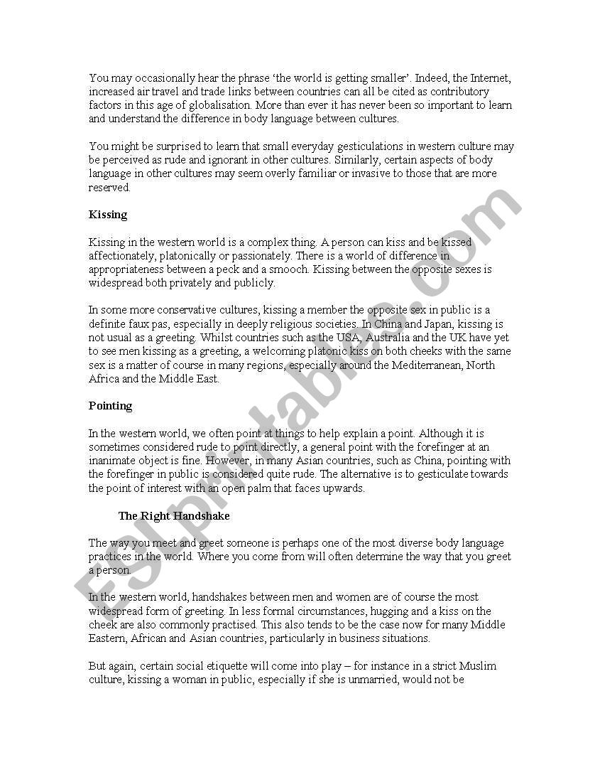 intercultural lesson worksheet