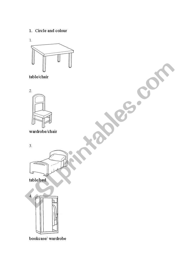 Furniture worksheet