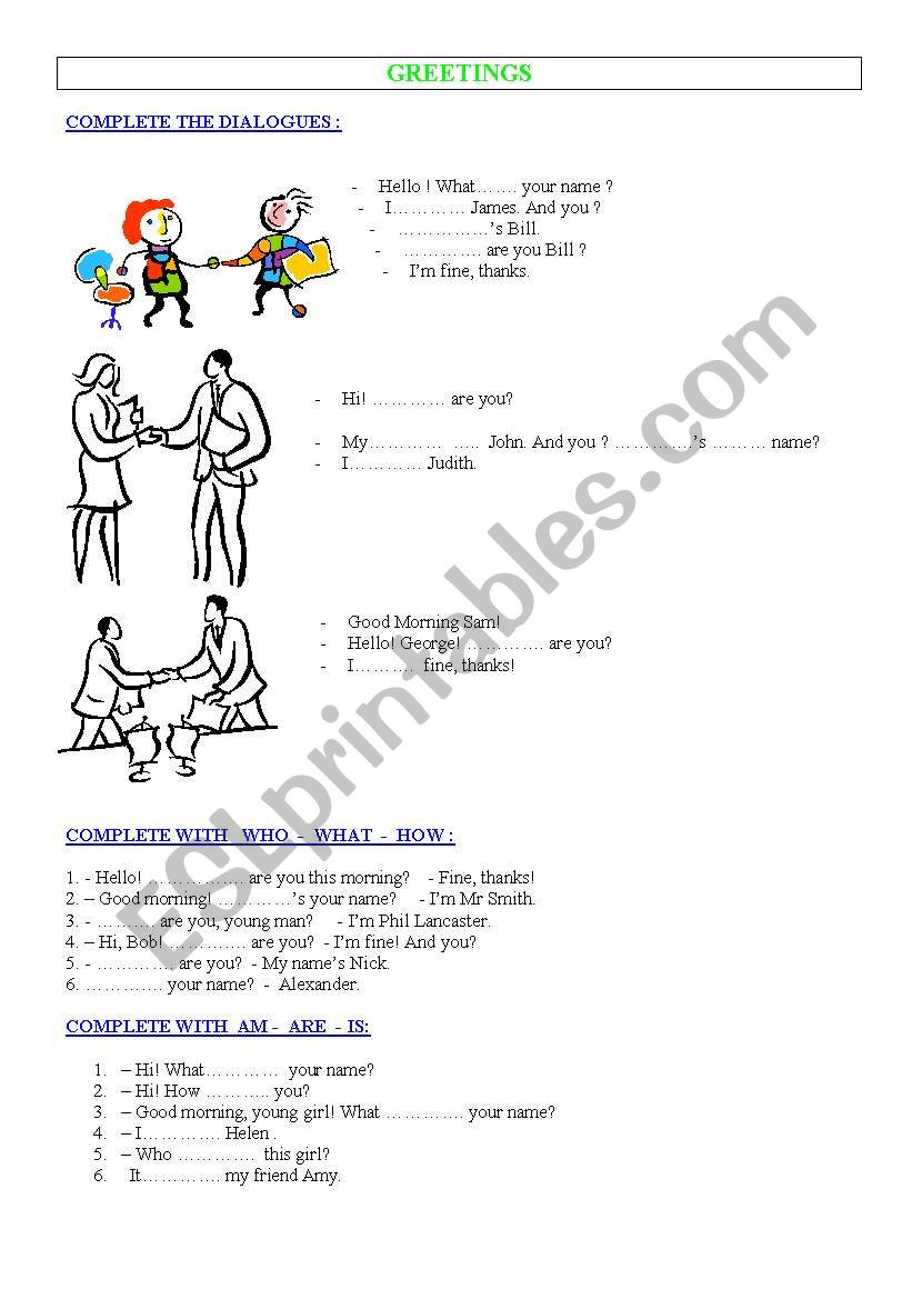 GREETINGS worksheet