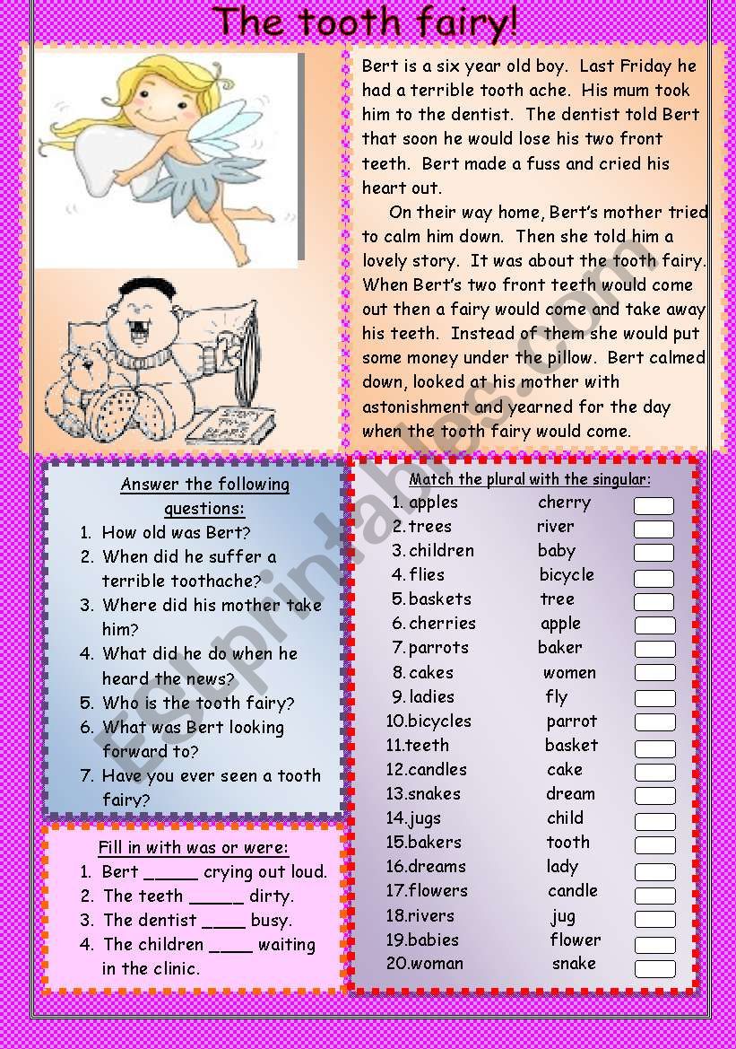 the tooth fairy worksheet