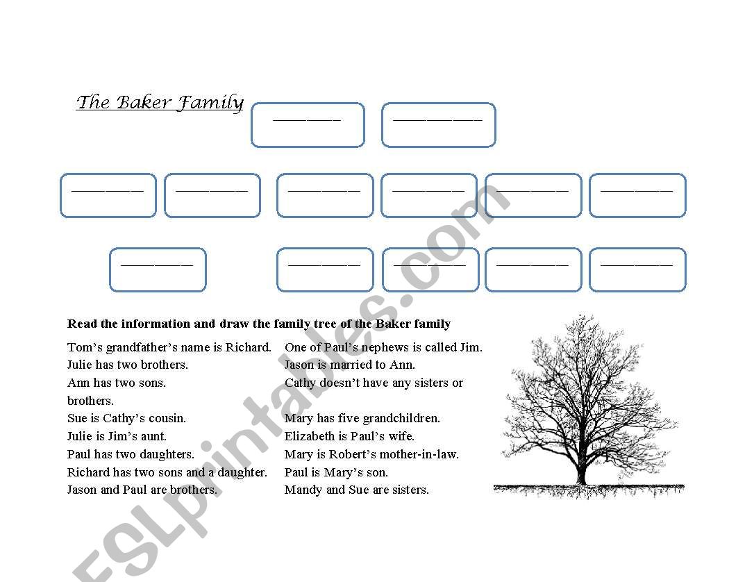 Family Tree worksheet