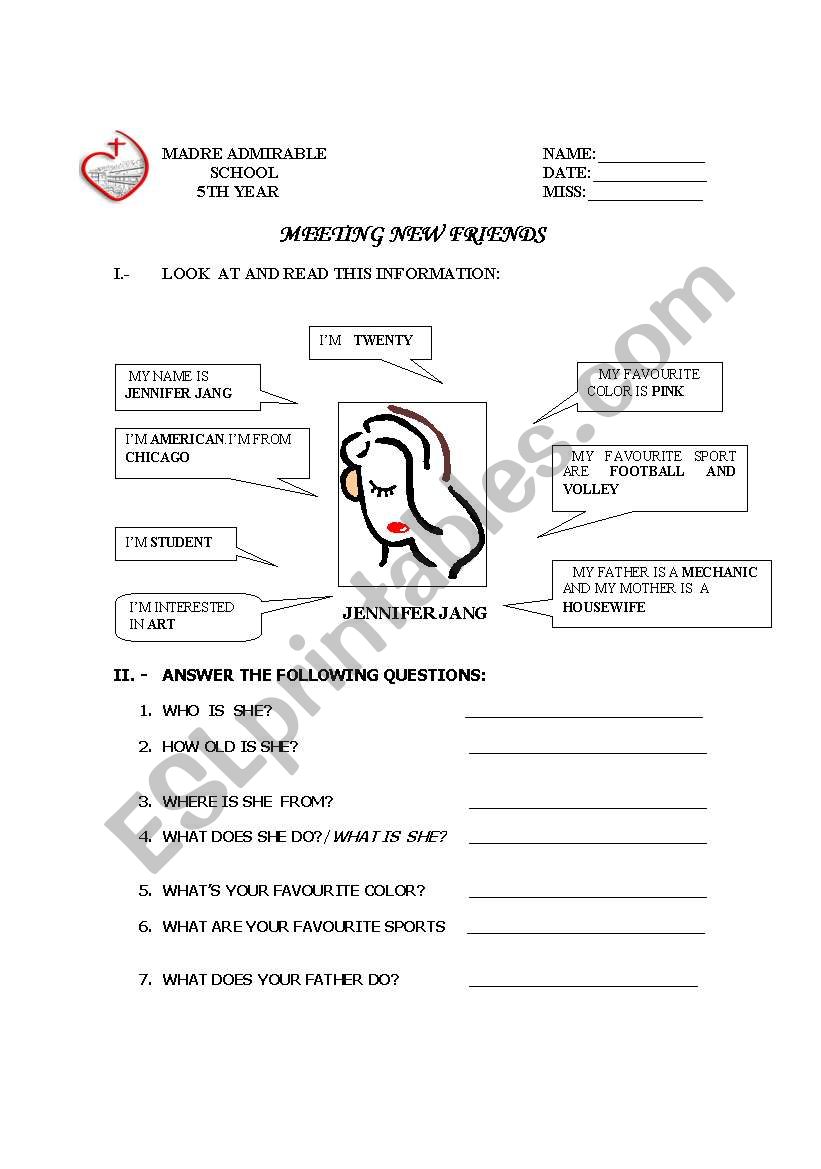 meeting new people worksheet