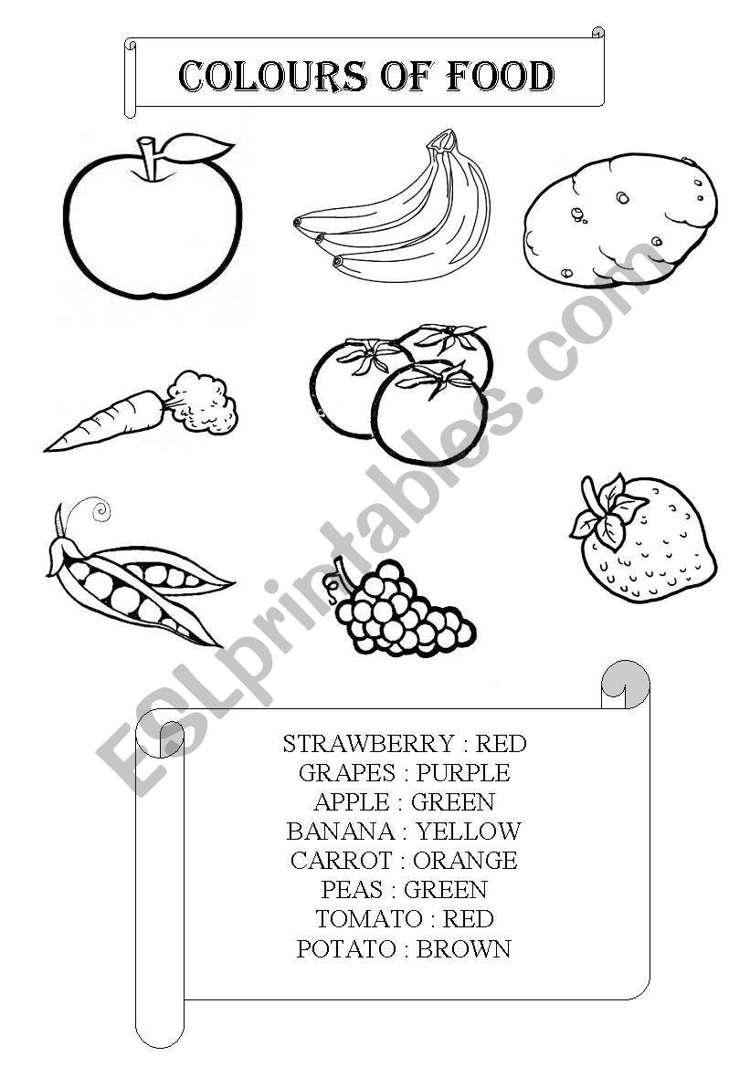 Colouring food worksheet