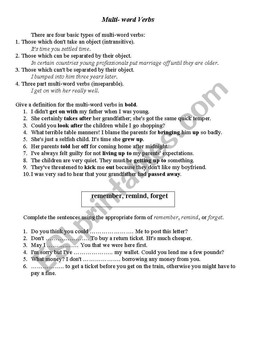 Vocabulary Exercises worksheet