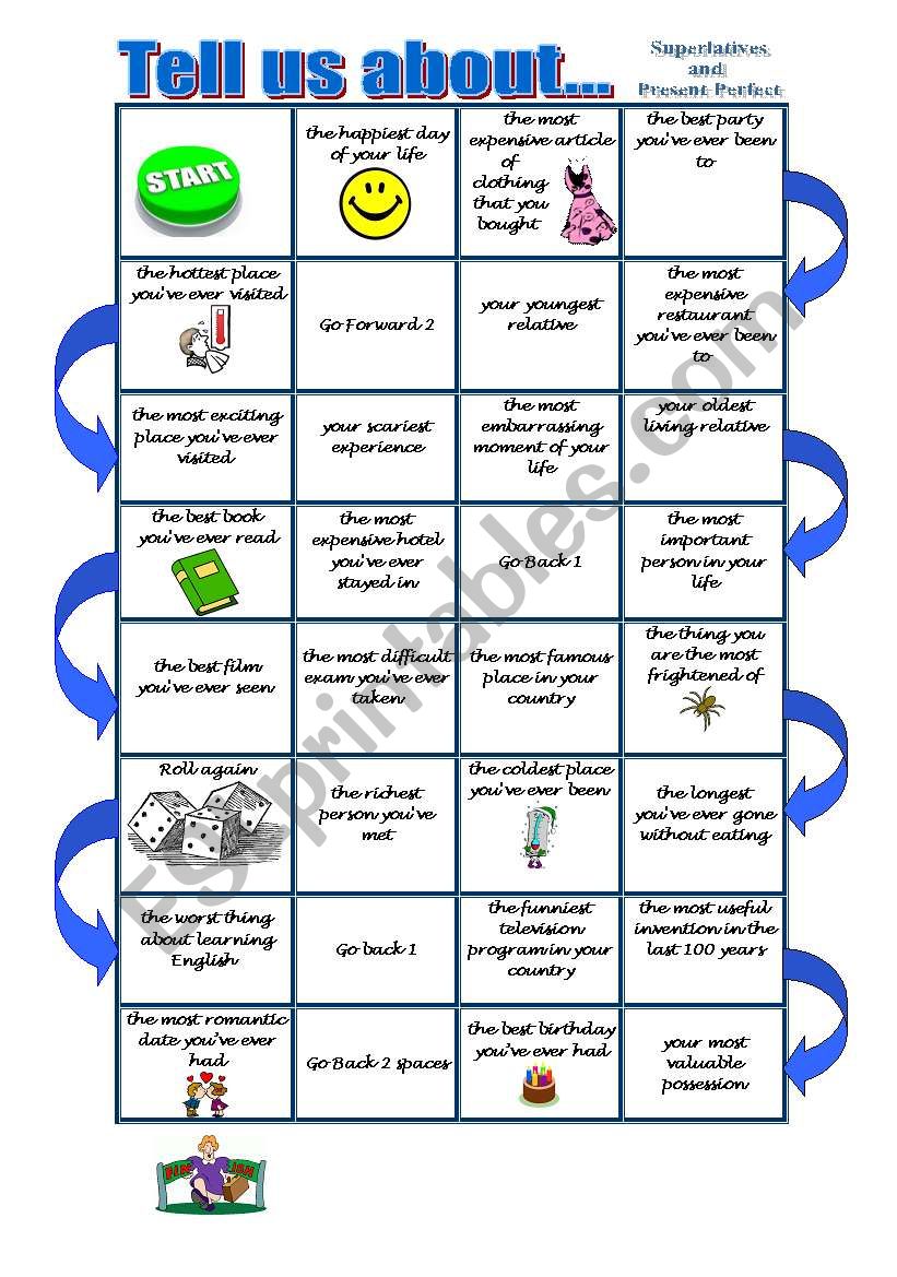 Superlative and Present perfect Boardgame 