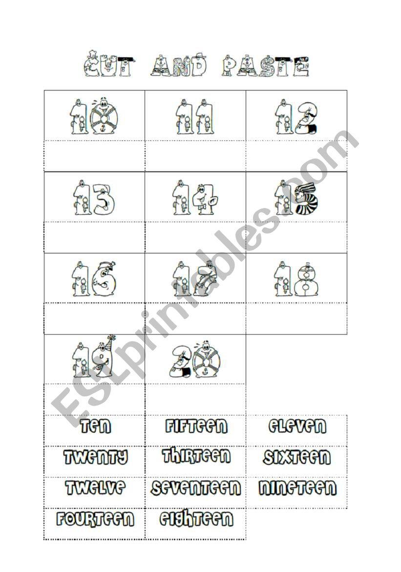 Cut and paste worksheet