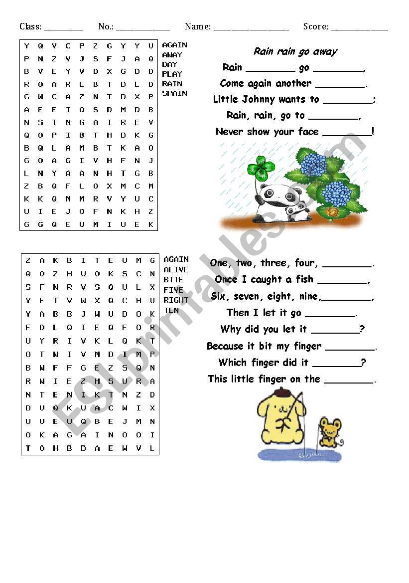 poem worksheet