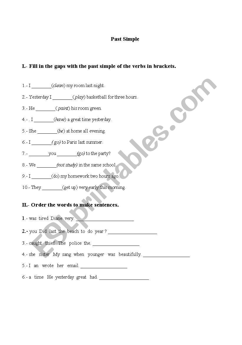 past time worksheet