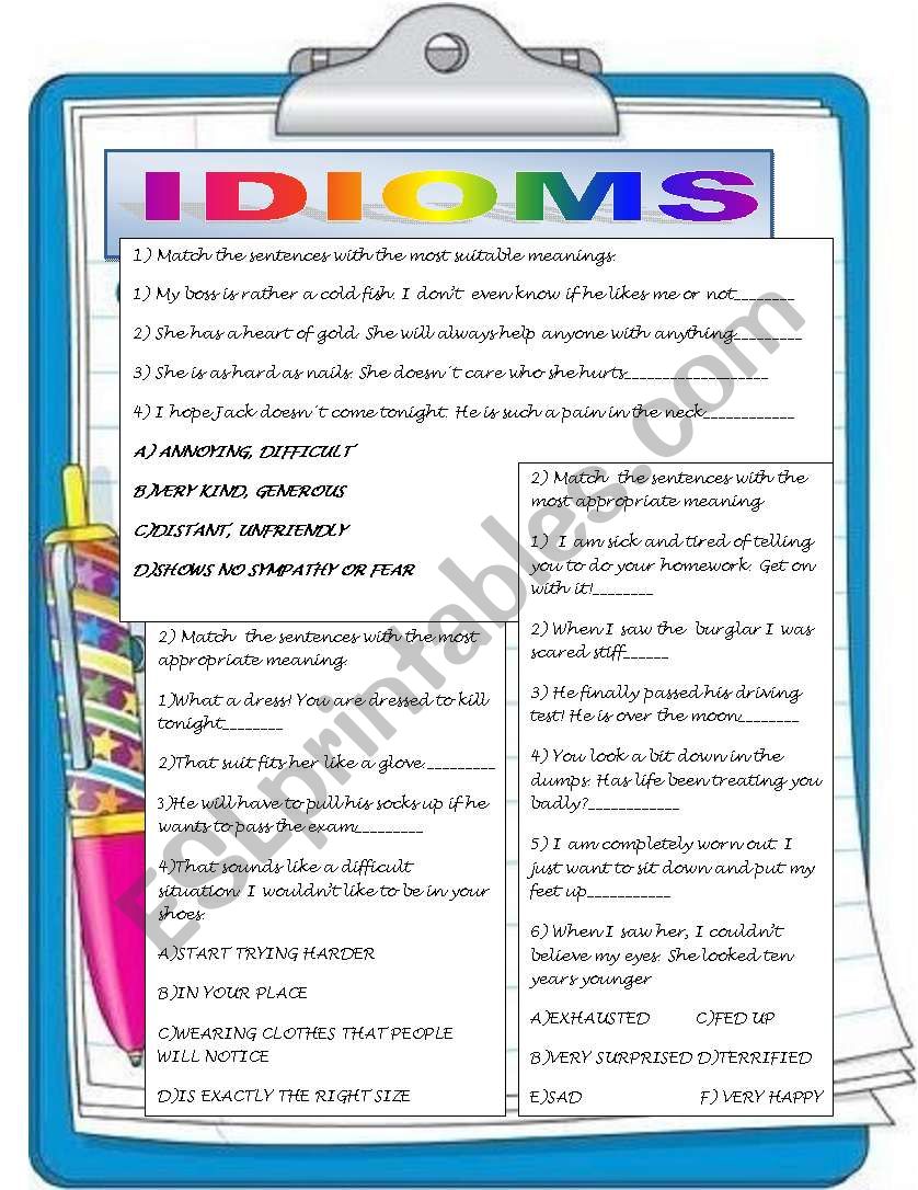 IDIOMS worksheet