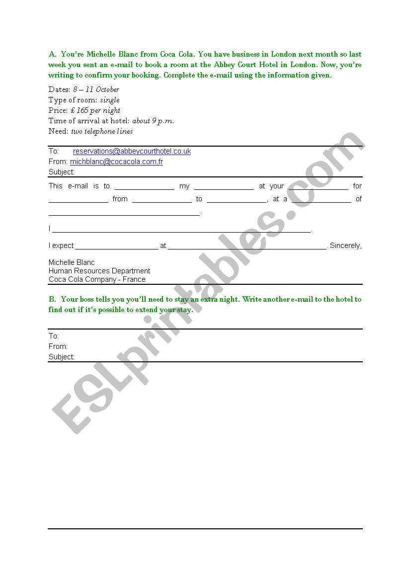 Working with e-mails - Adults worksheet