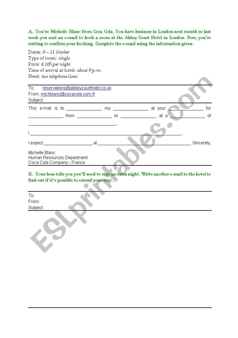 Working with e-mails - Adults worksheet