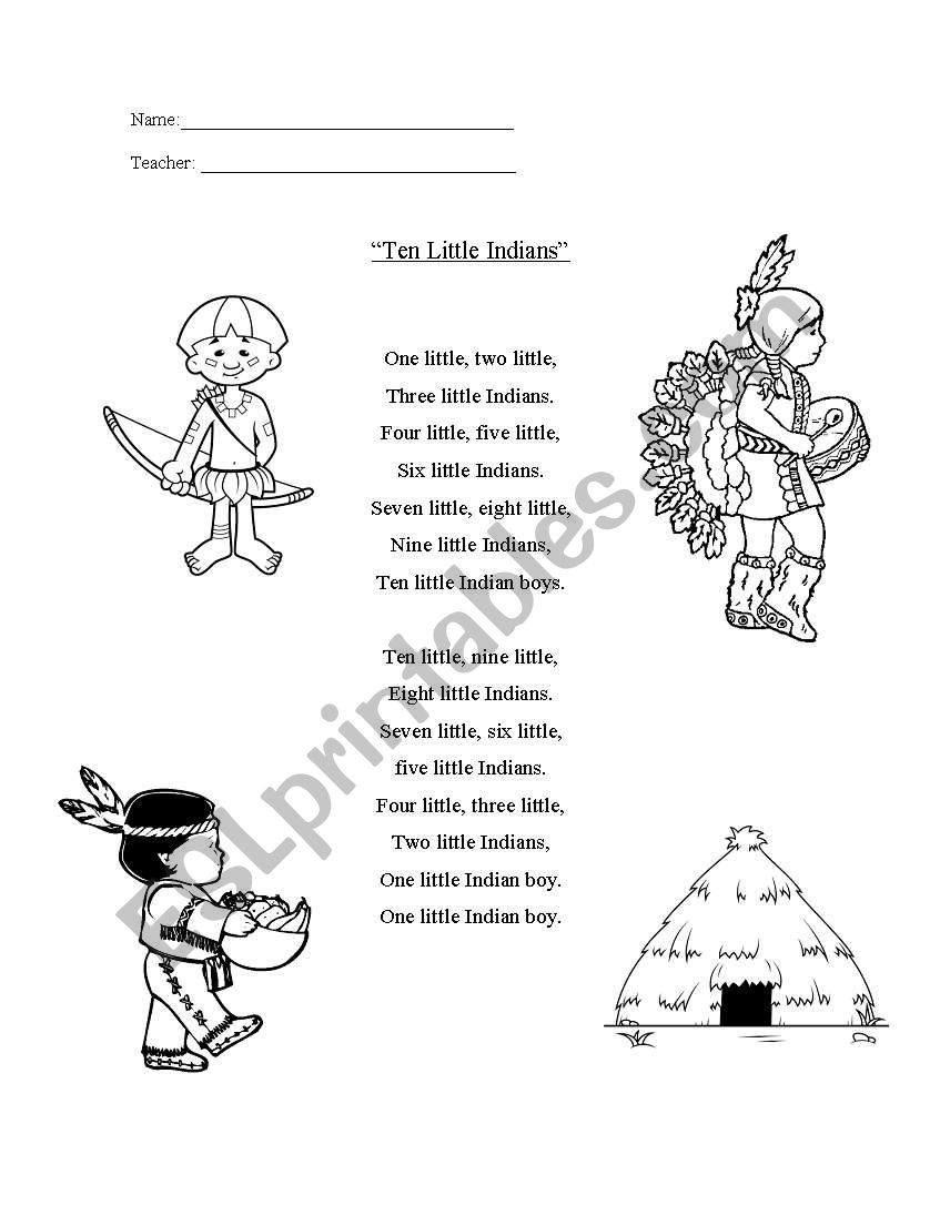 little indian worksheet