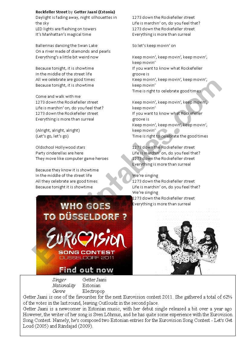 Eurovision 2011 Estonias song about New York