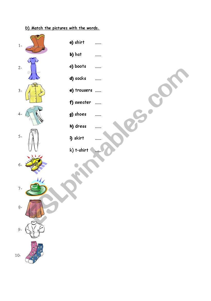 CLOTHES worksheet