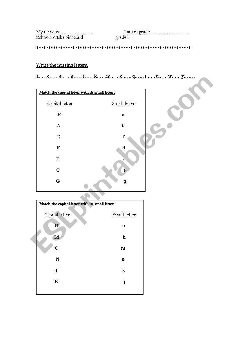 alphabet worksheet