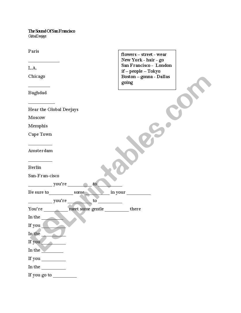 The sound of San Francisco worksheet