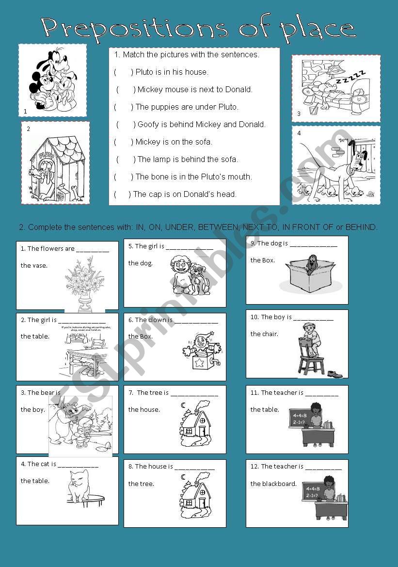 Prepositions of place worksheet