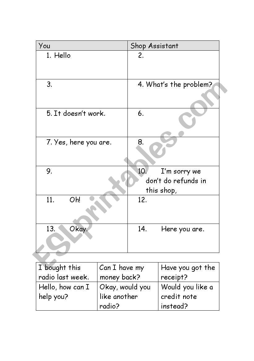 complaint worksheet